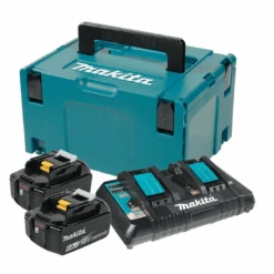 Makita MKP3PG182 (198081-7) DUAL Port Charger (DC18RD), 2 X 18V 6.0AH LI-ION Batteries (BL1860B), MAKPAC