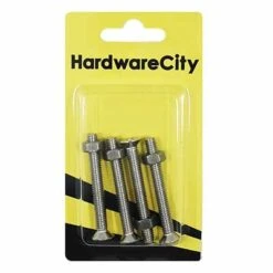 HWC SS316 Marine Fasteners, M6 X 50, Phillips Countersunk Screws And Nut, 4PC/Pack
