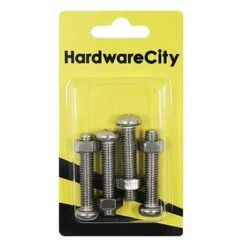 HWC SS316 Marine Fasteners, M8 X 40, Phillips Pan Screws And Nut, 4PC/Pack
